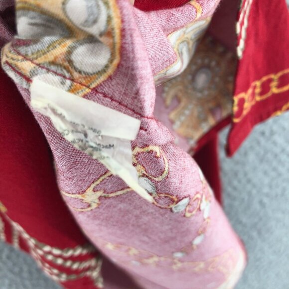 Talbots Shirt Womens 6 Petite Red Button Up Collar Jewelry Chains Haberdashery - Picture 6 of 9